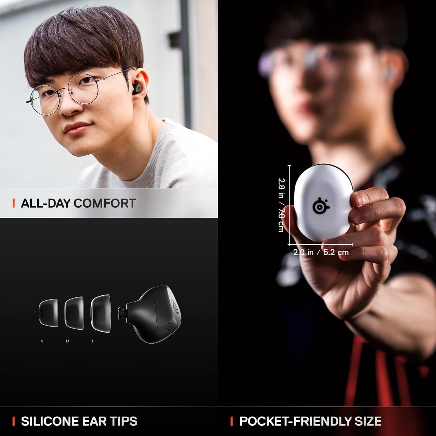Arctis GameBuds - سماعات أذن لاسلكية مزدوجة للألعاب، بطارية تدوم حتى 40 ساعة