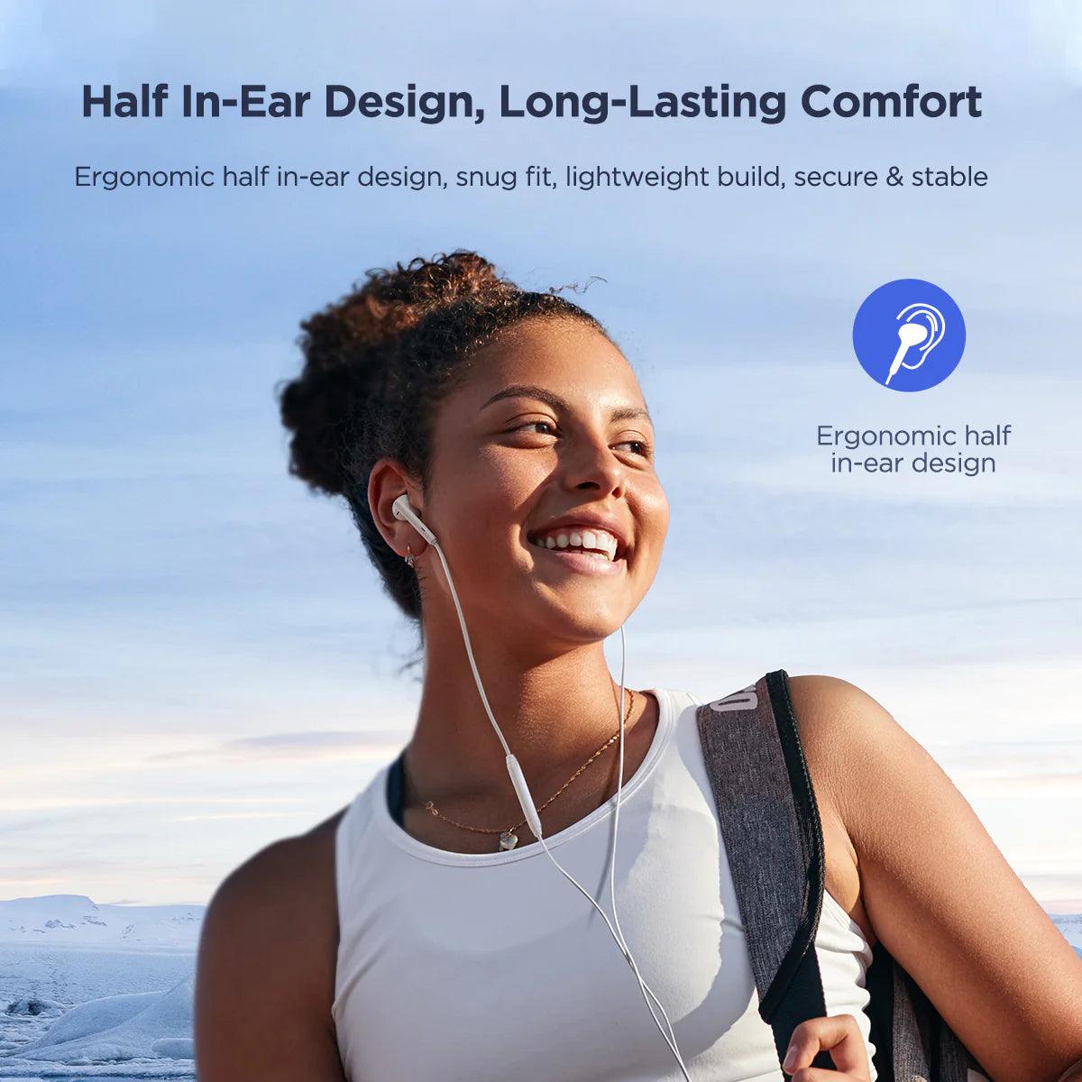 Joyroom Type-C Series Half In-Ear Wired Earphones - White