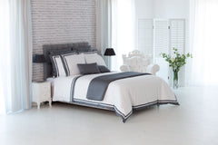 Givi Lulu 4-Piece Duvet Set – White & Taupe, 100% Cotton
