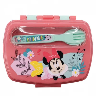 STOR Funny Sandwich Box with Cutlery - Minnie Mouse