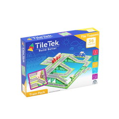 TileTek Magnetic Tile Toppers Train Track Pack, 36 Wooden Pieces, Ages 3+