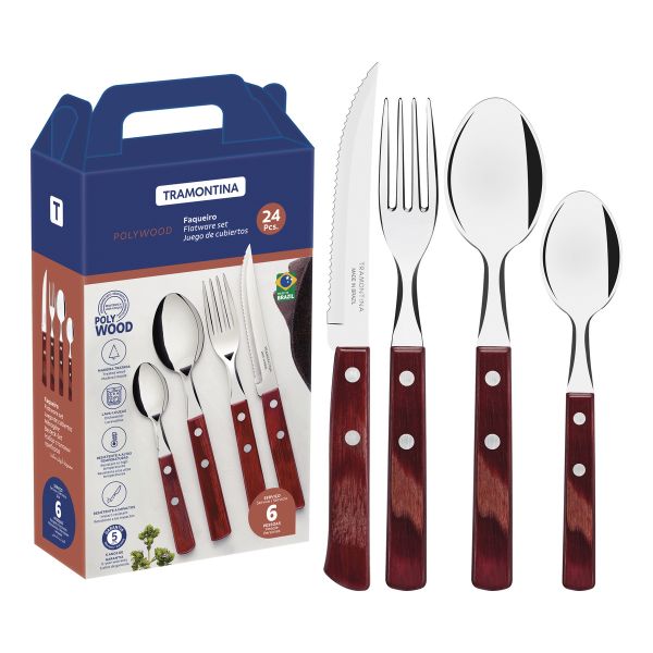 Tramontina Polywood 24-Piece Cutlery Set