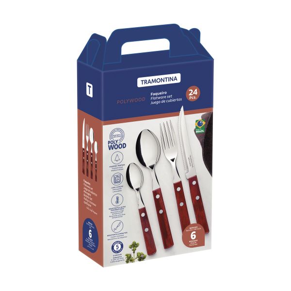 Tramontina Polywood 24-Piece Cutlery Set