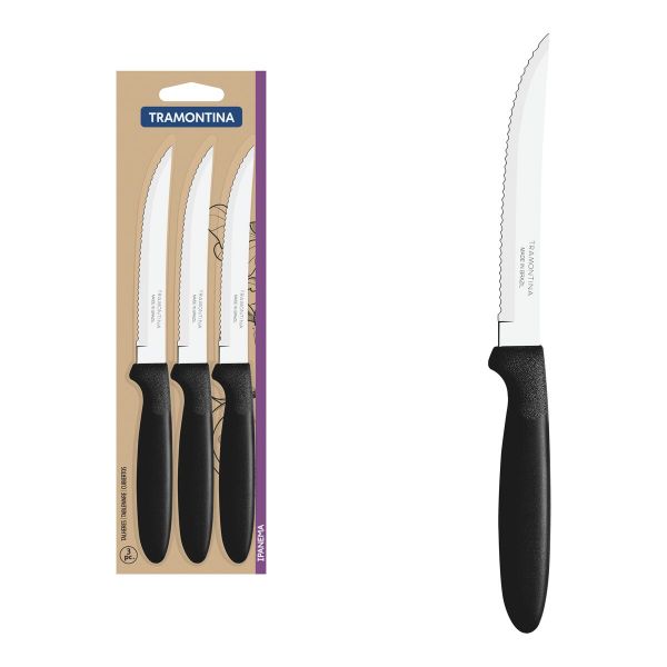 Tramontina Ipanema 3-Piece 21cm Steak Knife Set – Black