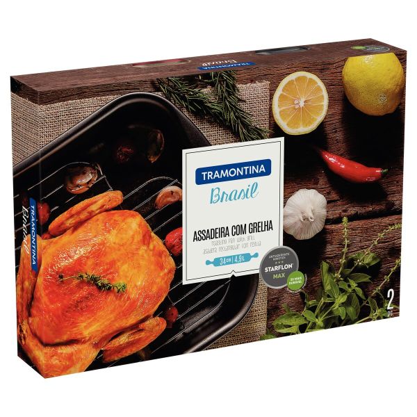 Tramontina Brasil 34cm Deep Roasting Pan with Grill