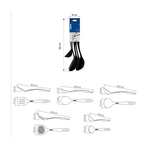 Tramontina Ability 5-Piece Kitchen Tool Set – Black