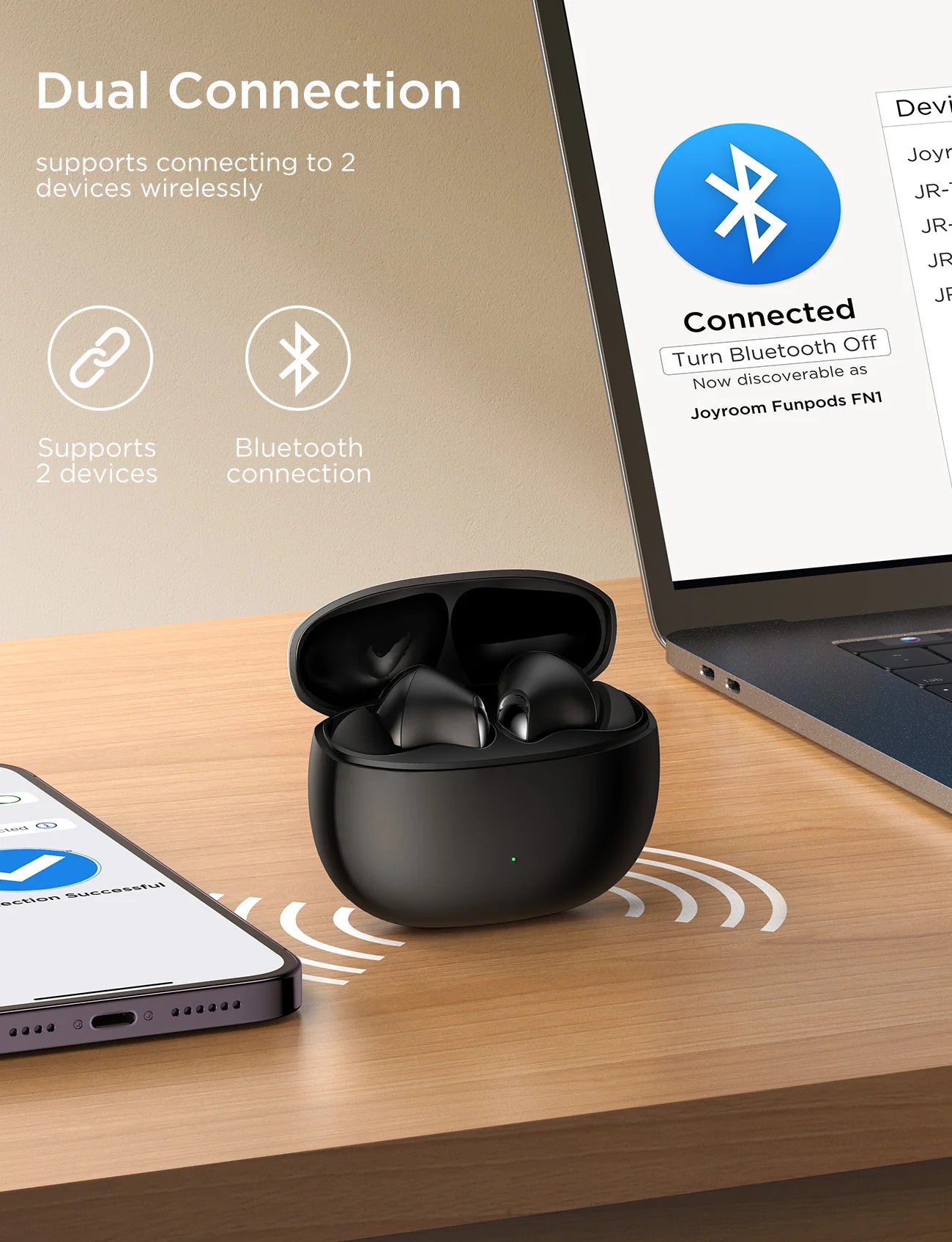JOYROOM JR-FN1 ANC Earbuds | Wireless, 35h Battery, IP54
