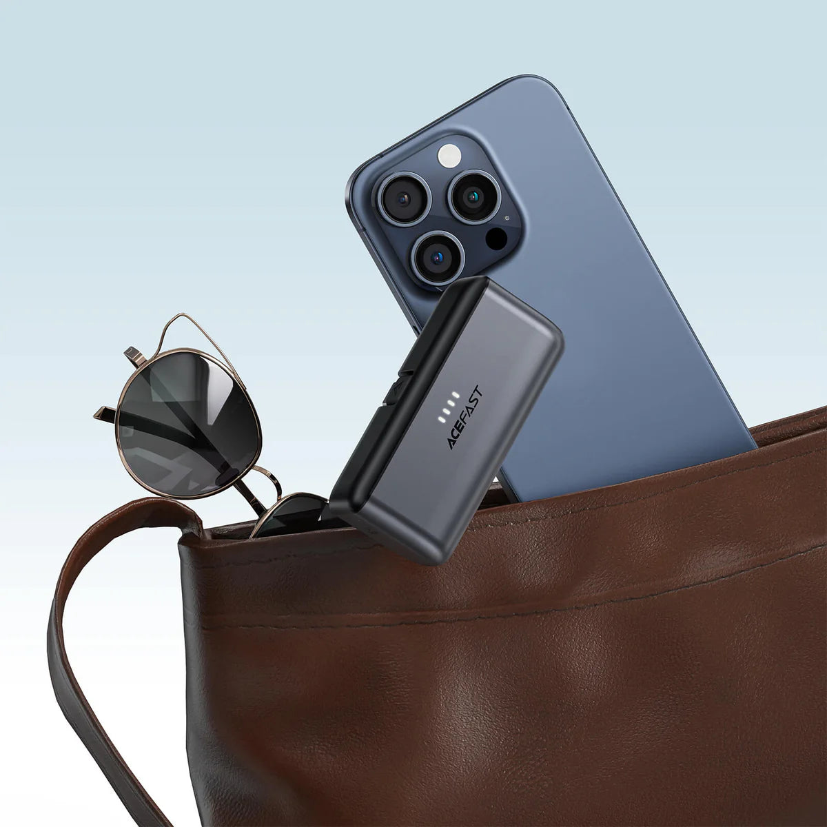 ACEFAST 5000mAh Fast Power Bank with Foldable Plug | PD 20W USB-C | Dual Input/Output | Black