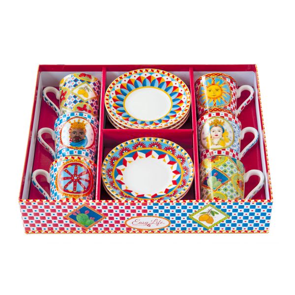 Easy Life Sicily 12-Piece 100ml Coffee Cup Set – Elegant