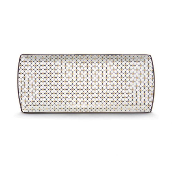 Easy Life Charles Serving Plate 35×15cm – Blue & Gold