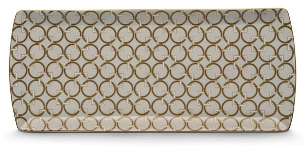 Easy Life Deco Serving Plate 35×15cm – Gold & White