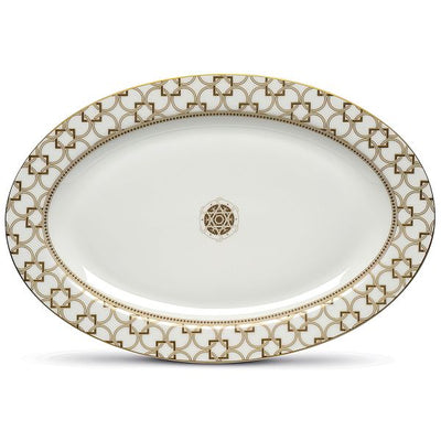 Easy Life Deco Serving Plate 36×24.5cm – Gold & White