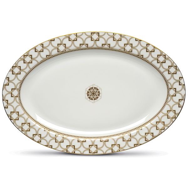 Easy Life Deco Serving Plate 36×24.5cm – Gold & White