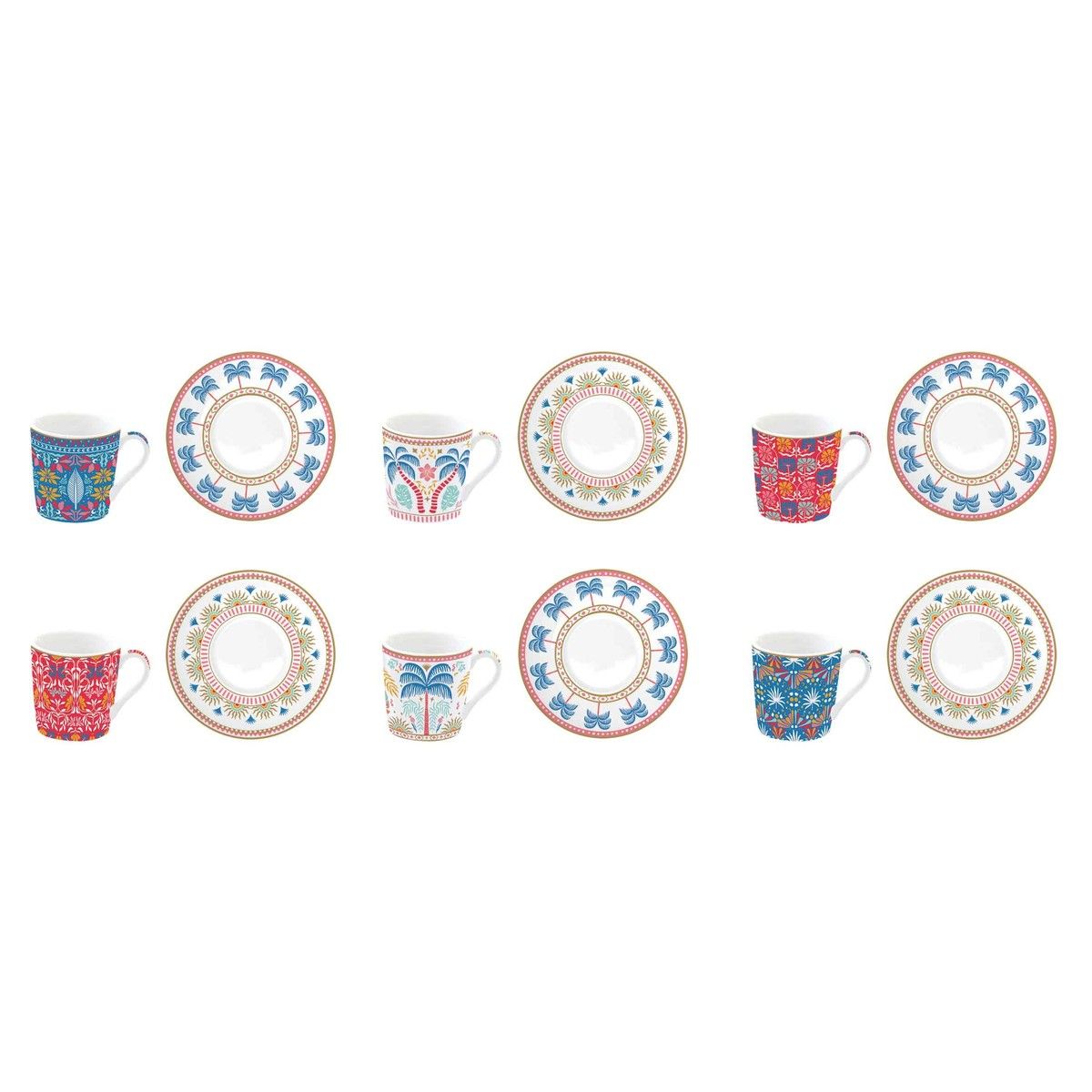 طقم فناجين قهوة 12 قطعة Easy Life Tropical Groovy