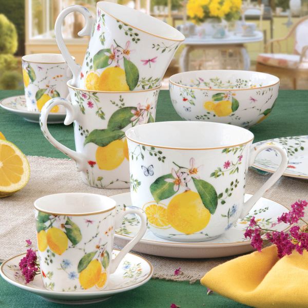 Easy Life Fleurs et Citrons Tea Cup & Saucer 370ml – Multi Colors