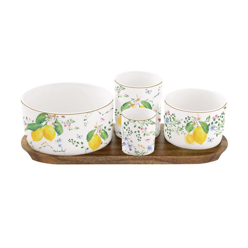 Easy Life Fleurs et Citrons 5-Piece Appetizer Set – Multi Colors