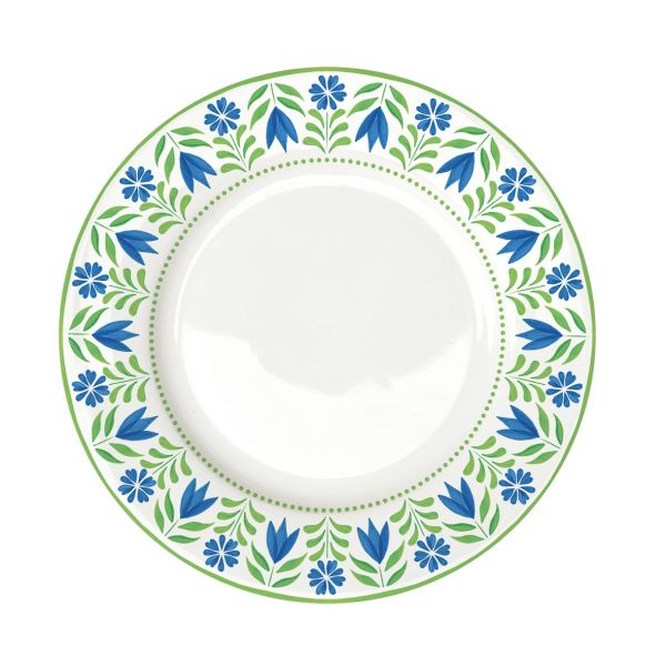 طبق عشاء 26.5 سم من Easy Life Flowers Garden - أزرق وأخضر