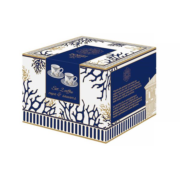 Easy Life Corallo Coffee Cup Set 4pcs 80ml – Blue & Gold