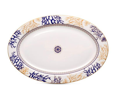 Easy Life Corallo Serving Plate 36×24.5cm – Blue & Gold