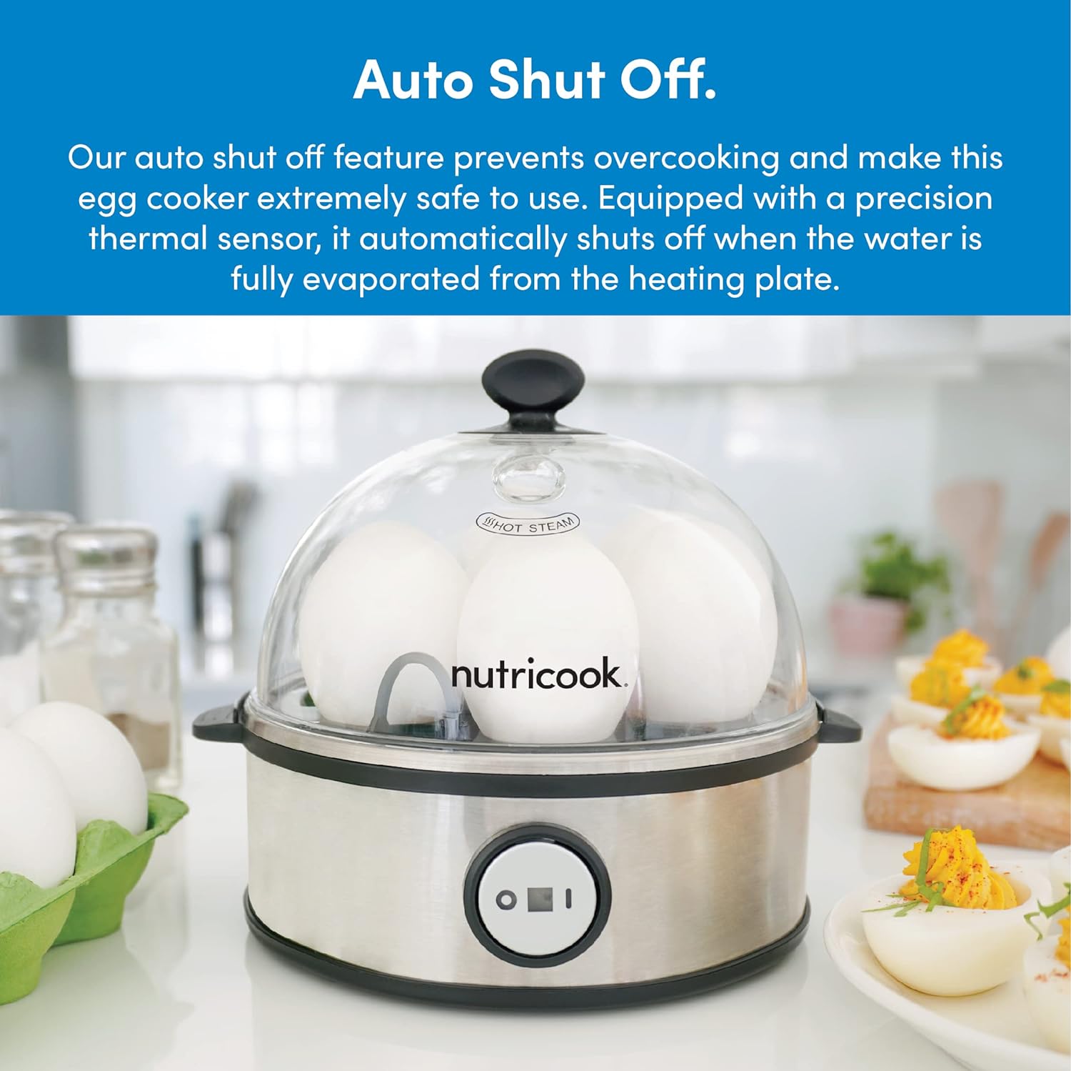 Nutricook Egg Cooker 360W / easy and Quick One-Touch Operation - Silver