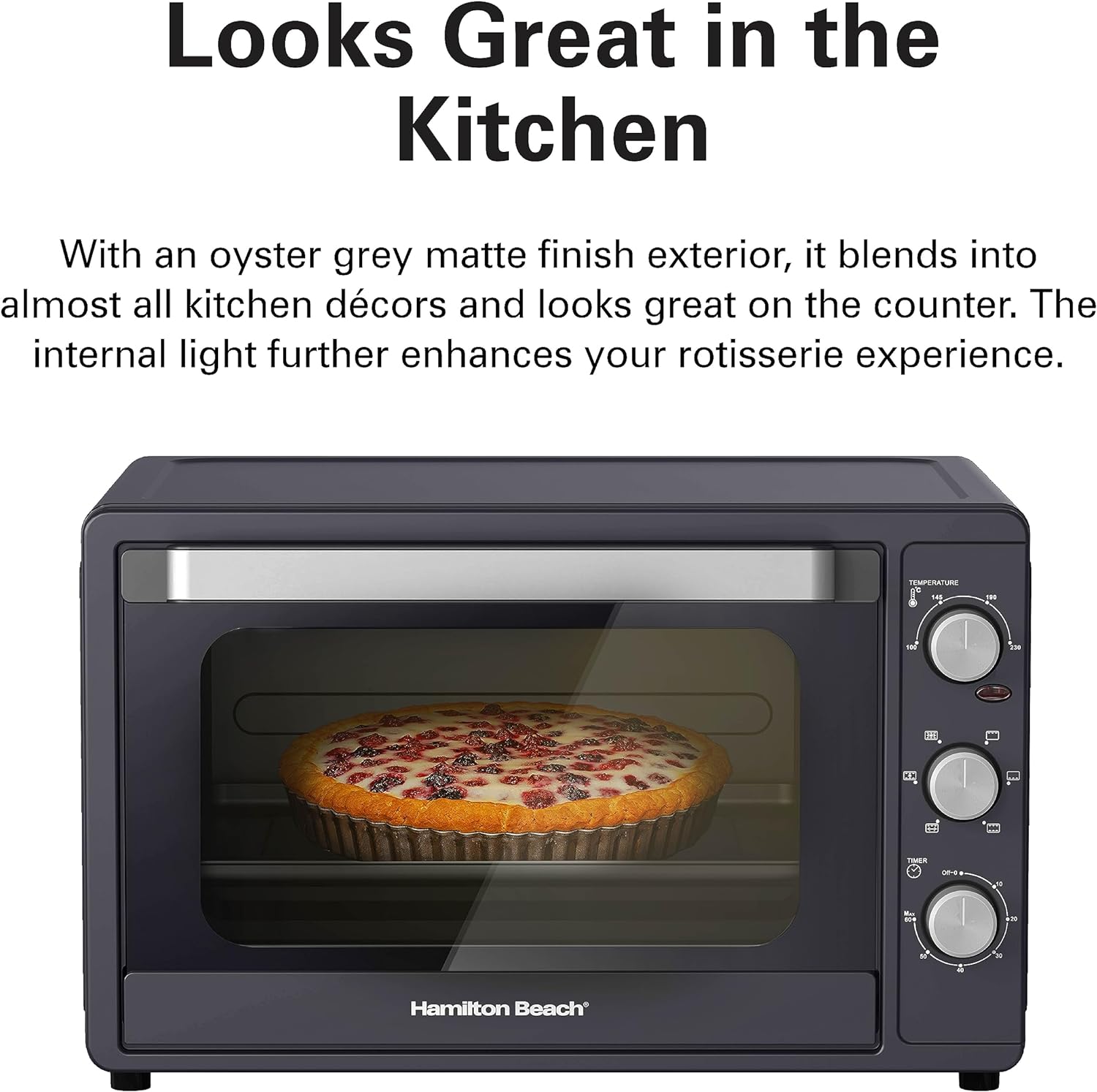 Hamilton Beach 55L 2200W Convection Toaster Oven with Rotisserie Grill - Black