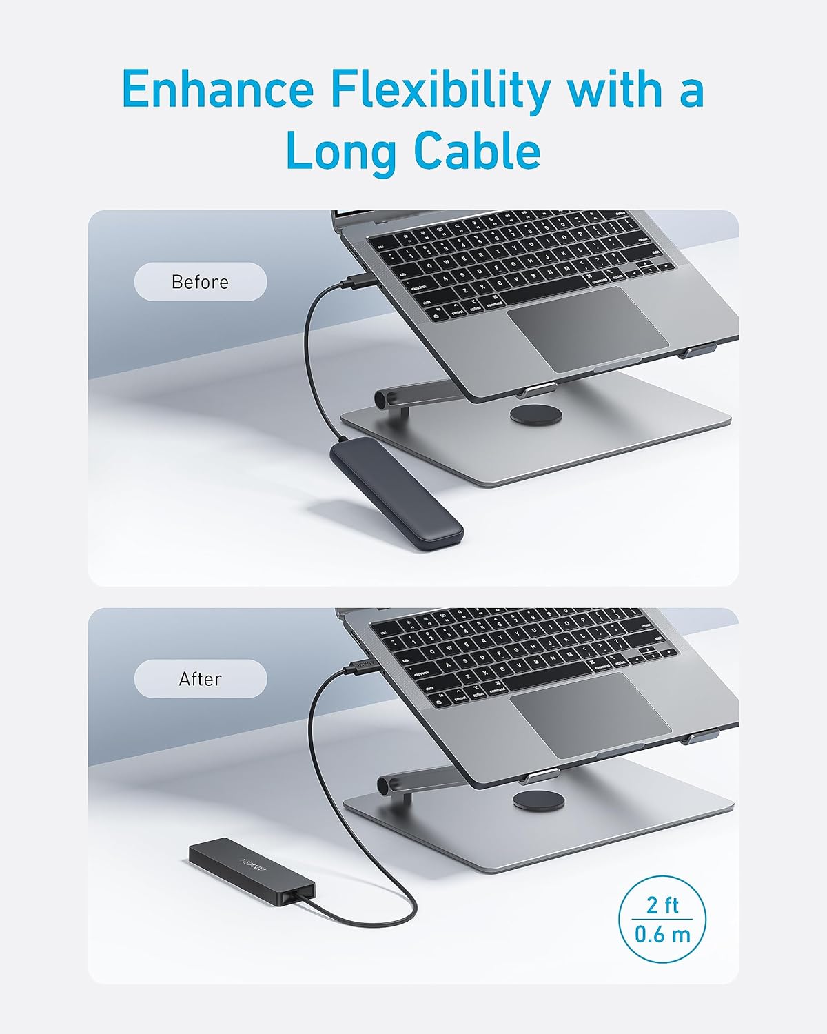 موزع أنكر USB-C 4 في 1 بسرعة 5 جيجابت في الثانية - 4 منافذ USB 3.0 | كابل بطول 60 سم | التوصيل والتشغيل