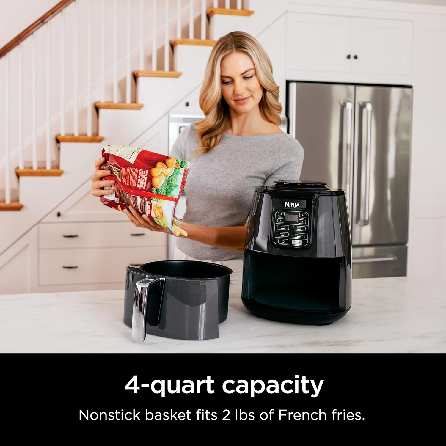 Ninja Air Fryer 4L roasts reheats dehydrates for quick - Grey