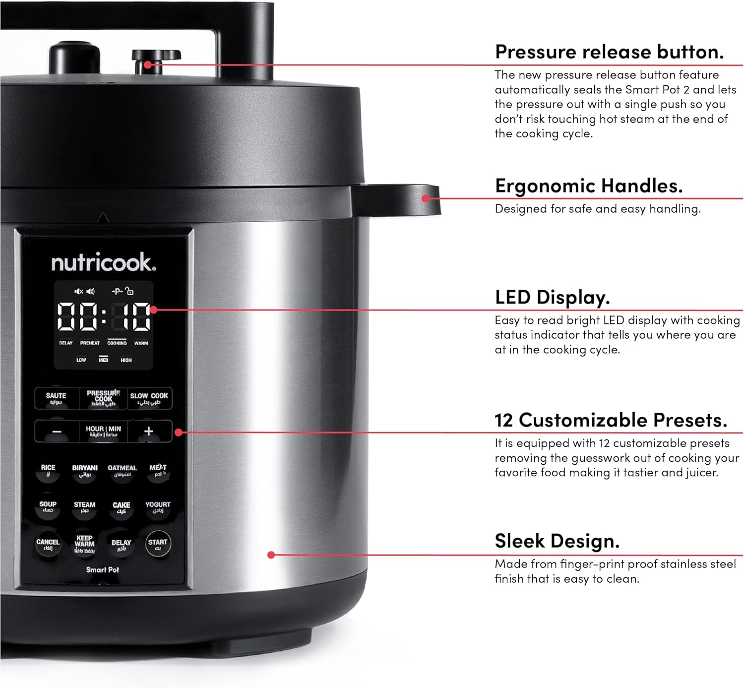 Nutricook Smart Pot 2 / 8L / Electric Pressure Cooker - Silver