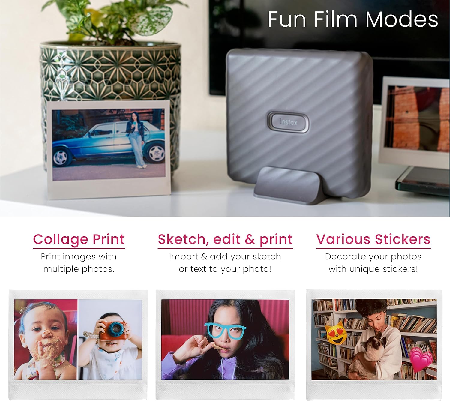 Fujifilm Instax Link Wide Printer Mocha Bundle with Wide Twin Pack Instant Film and Cloth