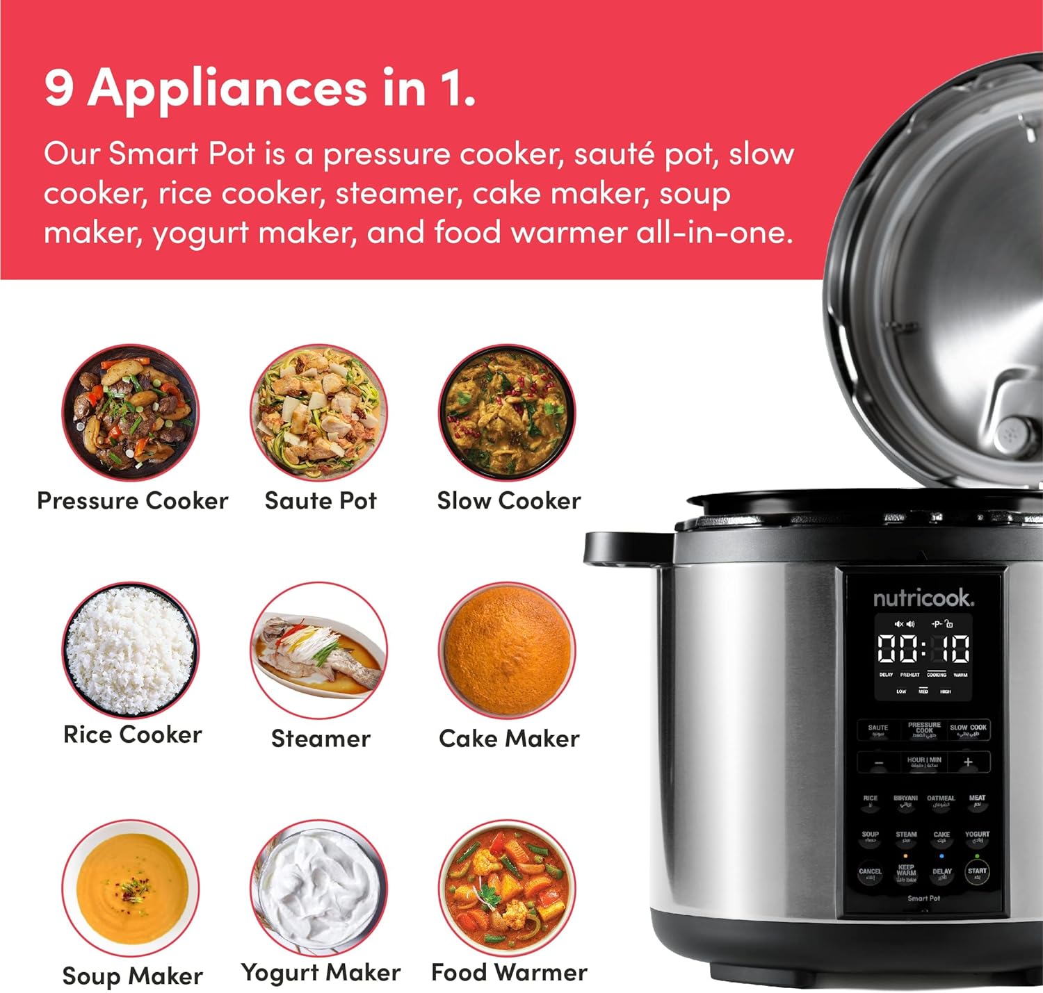 Nutricook Smart Pot 2 / 8L / Electric Pressure Cooker - Silver