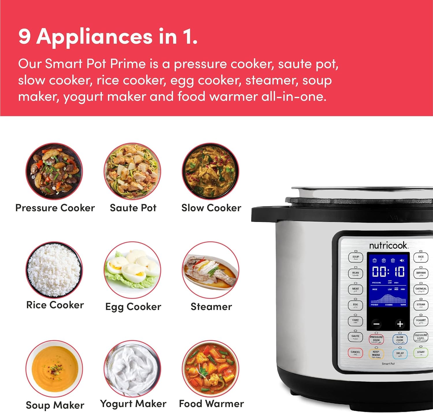 Nutricook Air fryer Smart Pot Prime /  Pressure Cooker - Silver