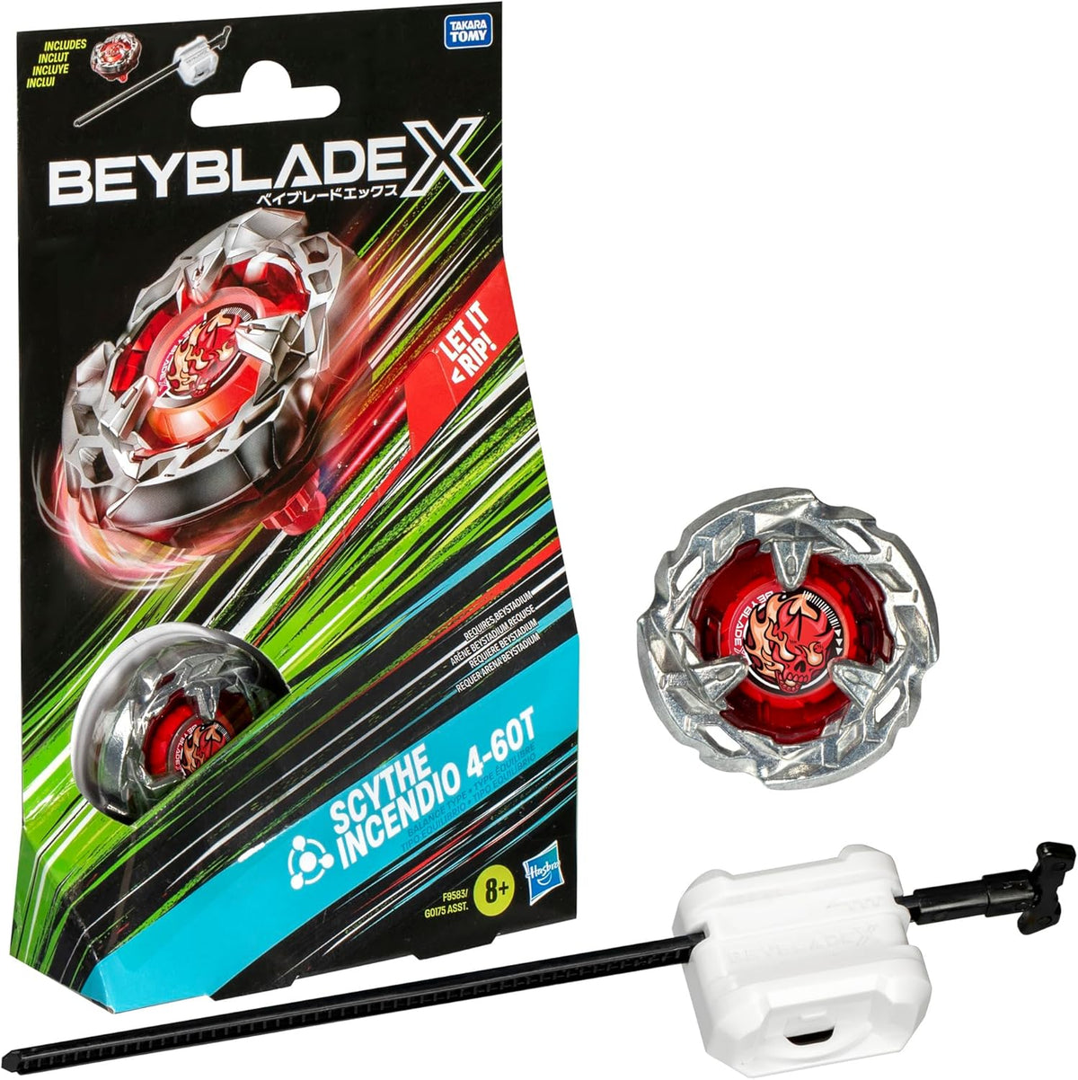 Beyblade X Scythe Incendio 4-60T Starter Pack | Balance Type Right-Spinning Top & Launcher