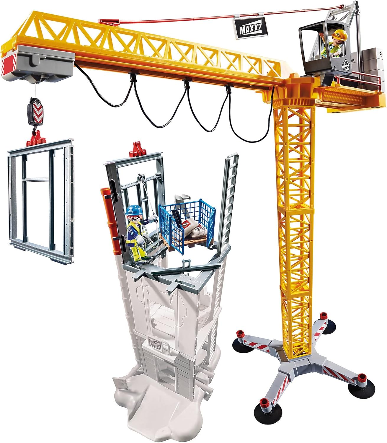 PLAYMOBIL RC Crane with Building Section - Remote-Controlled Toy