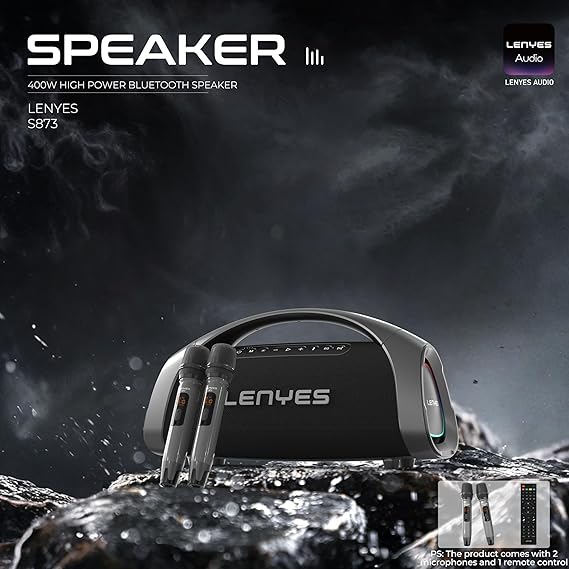 مكبر صوت حفلي Lenyes S873 – 400 واط + مايكروفونين لاسلكيين
