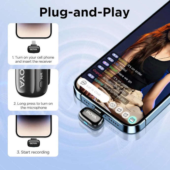 BOYA Mini-16 Ultra-Compact 2.4GHz Wireless Microphone Lightning