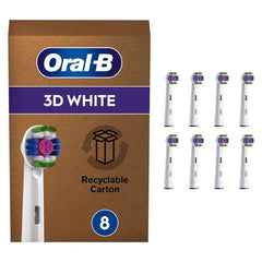 Oral-B 3D White Electric Toothbrush Heads with CleanMaximiser Technology – 8 Pack