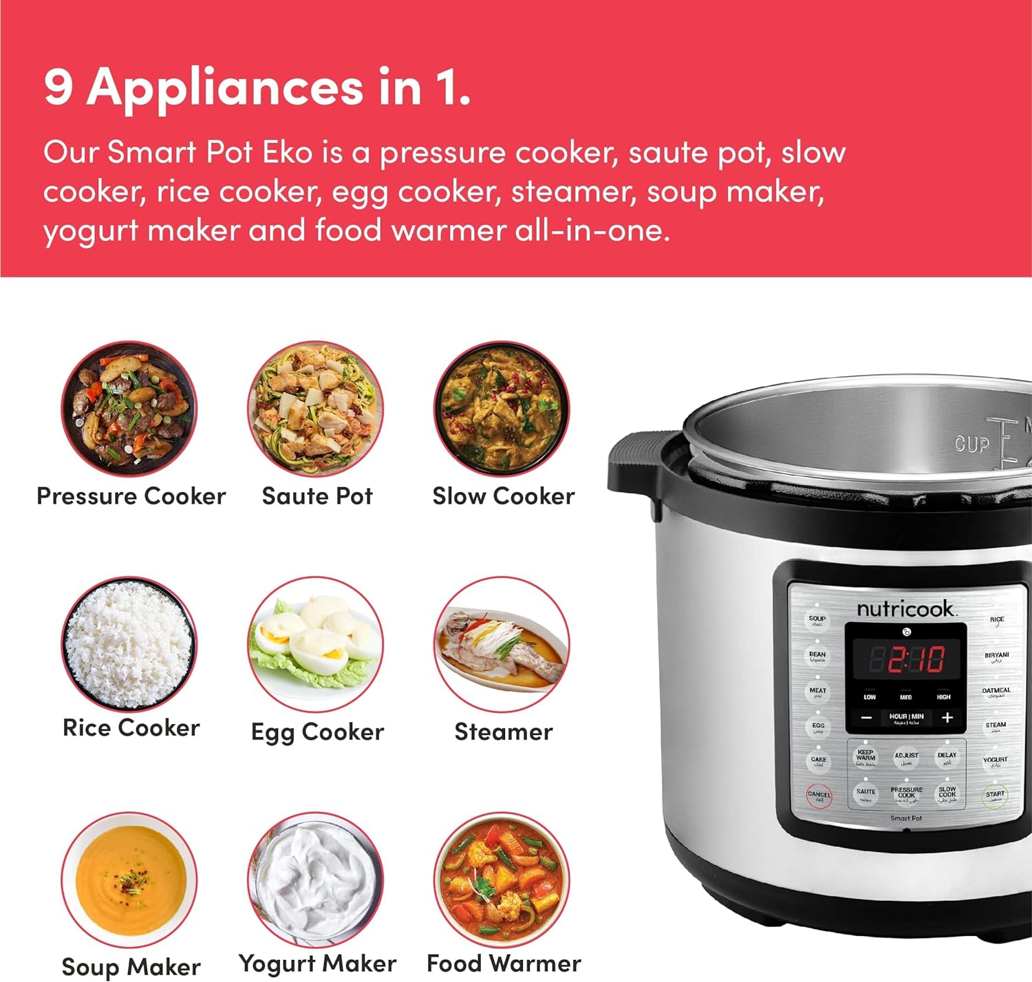 Nutricook Smart Pot Eko 6L / Electric Pressure Cooker - Silver