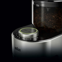 Braun Burr Coffee Grinder 110W 220g 15 Grind Settings Cup Selector – Silver (KG7070)