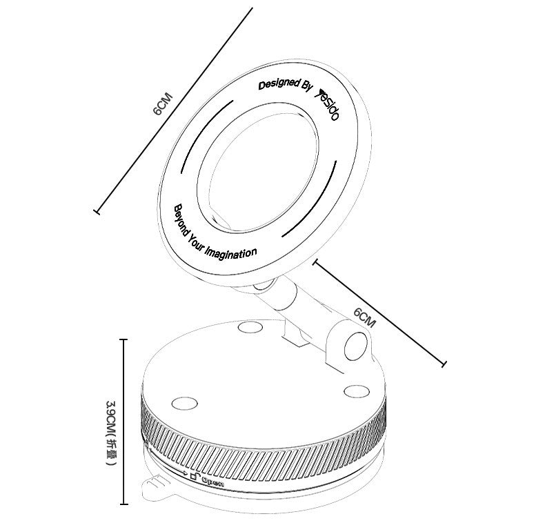 Yesido C228 360 Rotation Foldable Clamp Arm Magnetic Vacuum Suction Cup Car Phone Holder