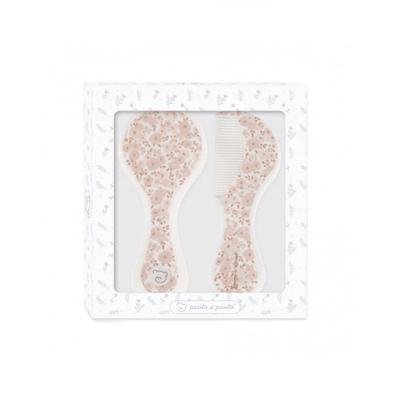 مجموعة فرشاة وتمشيط مزدانة بالورود – لطيفة وناعمة للأطفال