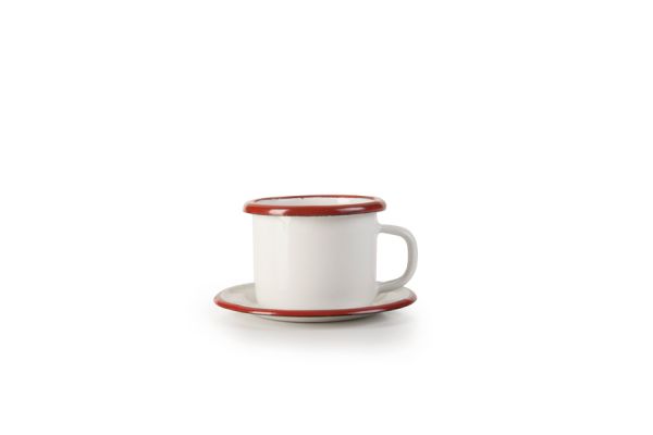 Ibili Bordeaux Cup & Saucer 5cm – White & Red