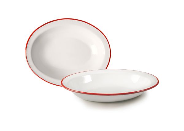 Ibili Bordeaux Oval Plate 32×25cm – White & Red
