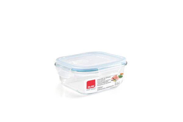 Ibili Air-Vent 520ml Glass Food Container – Blue