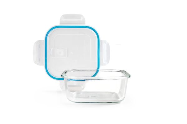 Ibili Air-Vent 800ml Glass Food Container – Blue