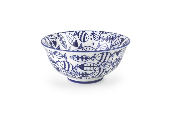 Ibili Acuario 16cm Ceramic Bowl - White & Navy | Stylish & Durable