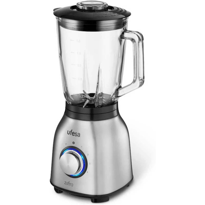 Ufesa BS4800 Sapphire Jug Blender – 1000W, 1.5L Glass Jar, 6 Stainless Steel Blades, Ice Crusher