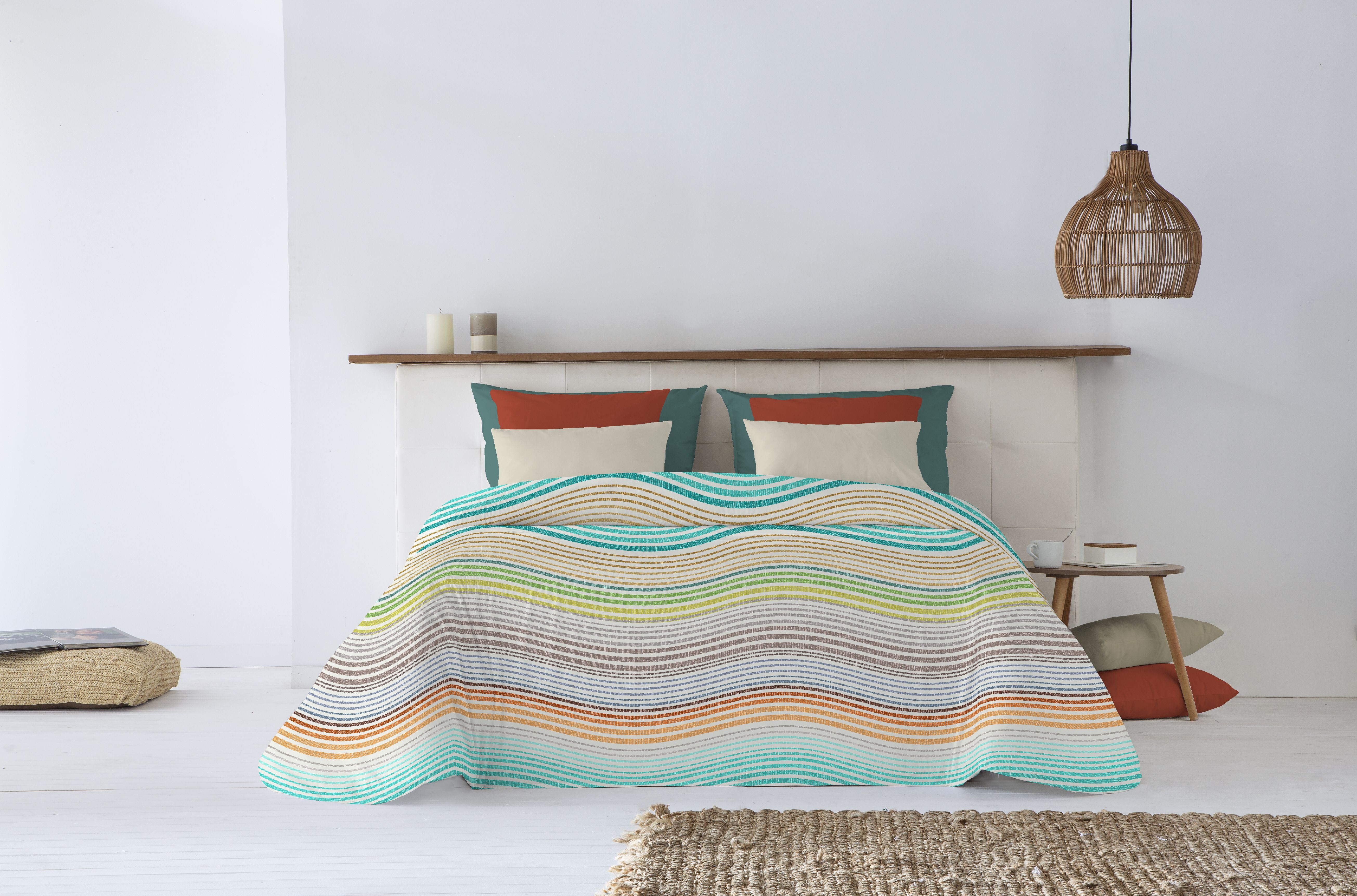 Canete Plus Summer Bedspread Single & Half - Turquoise | Fresh & Elegant