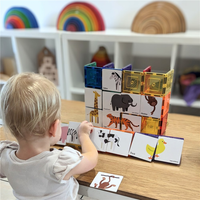 TileTek Magnetic Tile Toppers Animal Puzzle Pack, 40 Wooden Pieces, Ages 3+