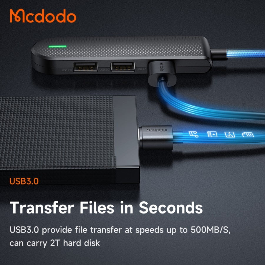 Mcdodo USB 3.0 Hub 5Gbps High Speed Data Transfer - Black