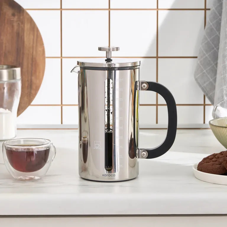 KARACA Poly French Press, 100ml – Compact Metal Design